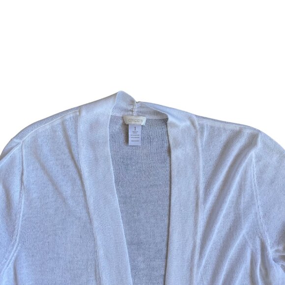 chicos white sheer cardigan size 1 (small) - Picture 4 of 10